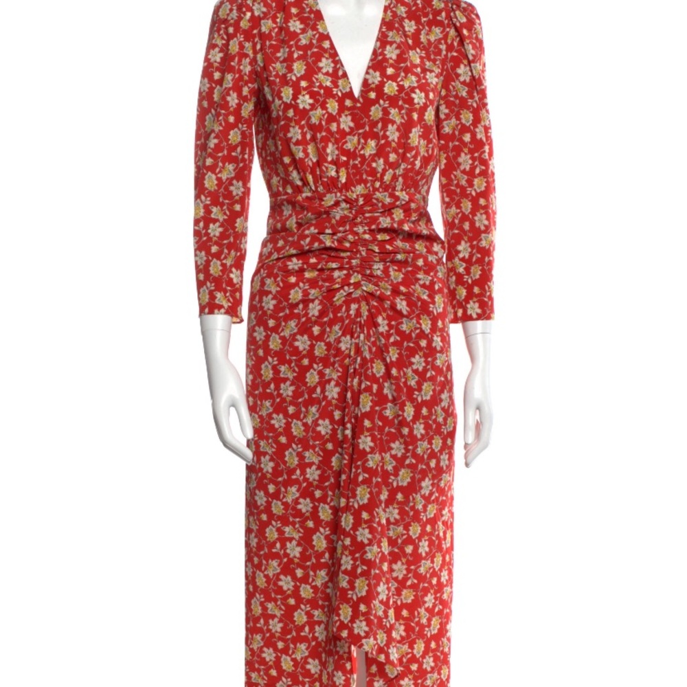 Veronica Beard Midi Red/ Rust Floral Dress